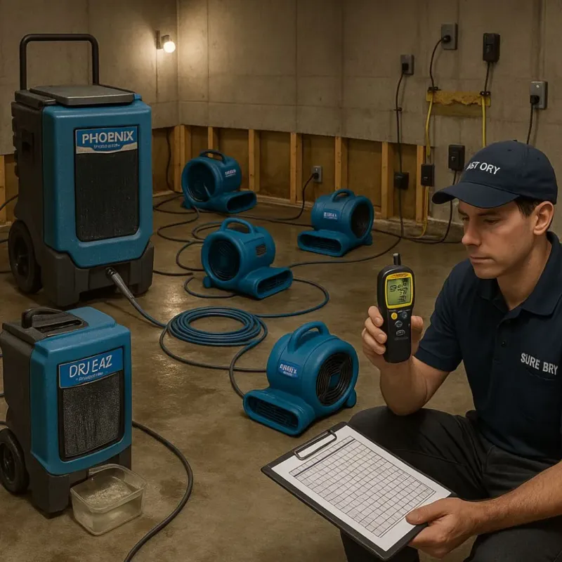 Structural Drying and Dehumidification process in North Grosvenor Dale, CT